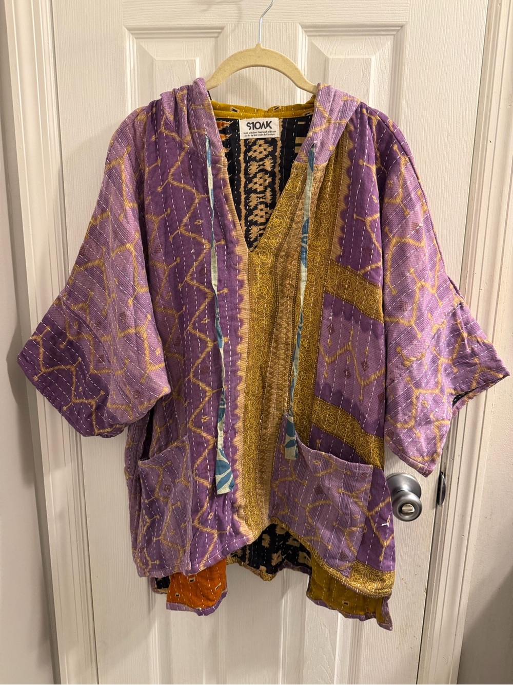 Reversible Kantha Hoodie Tunic Top